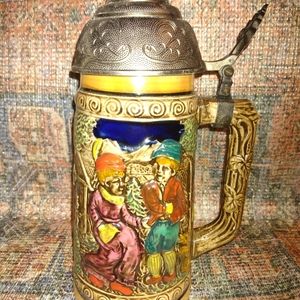 Vintage Beer Stein with Music box in the lid